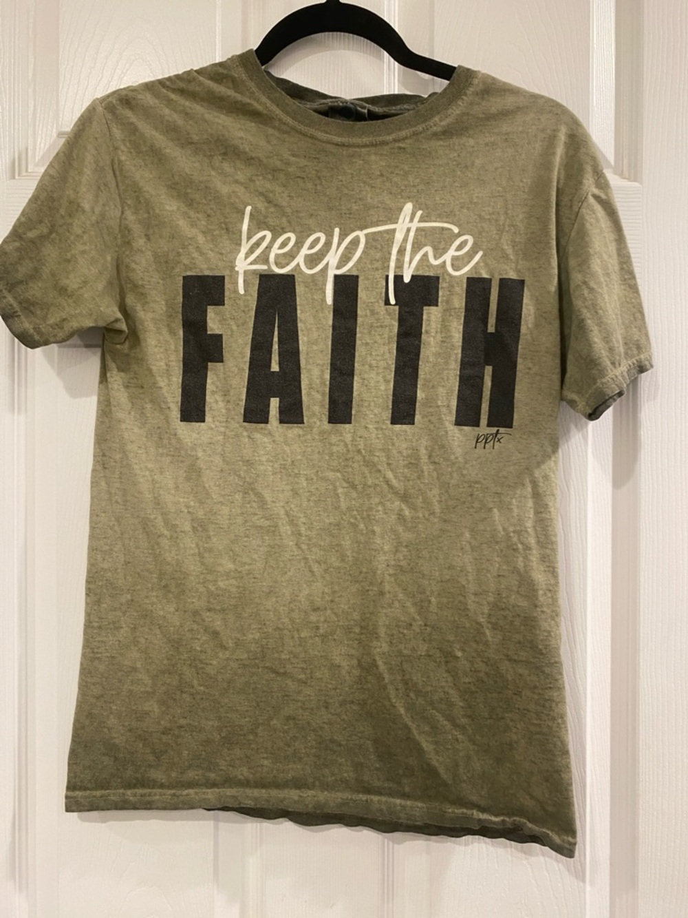 Keep The Faith Olive Green Graphic Tee